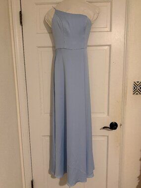 Light Blue One-shoulder bridesmaid dress